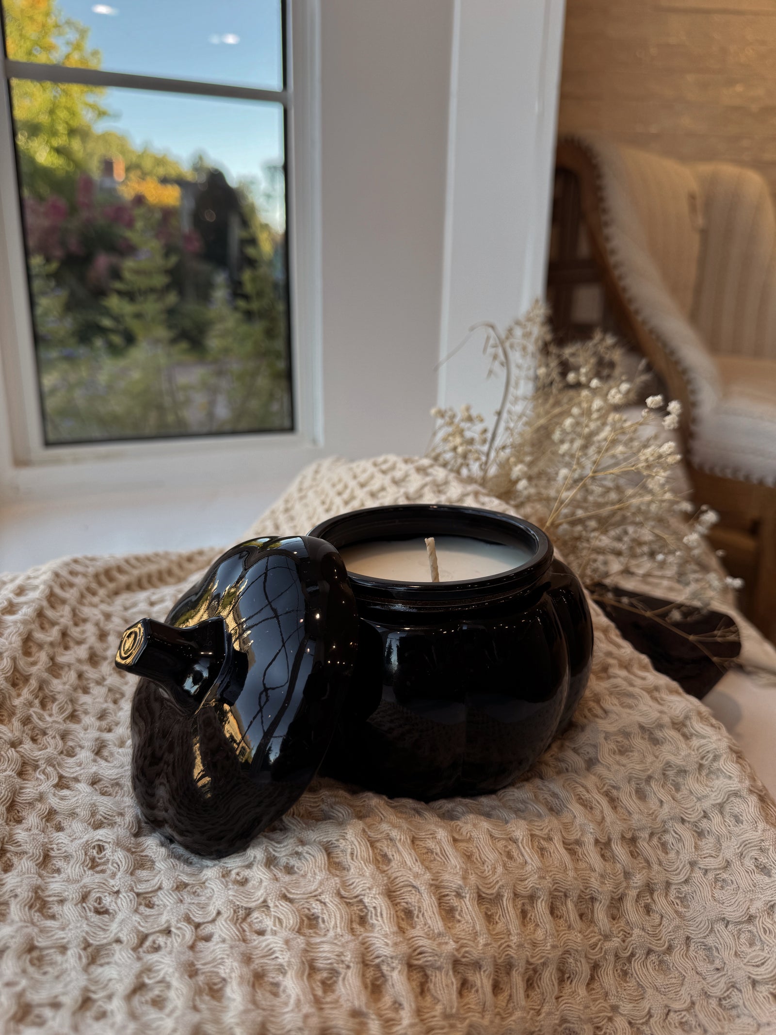 Glass Pumpkin Spice Up Your Life Candle Black